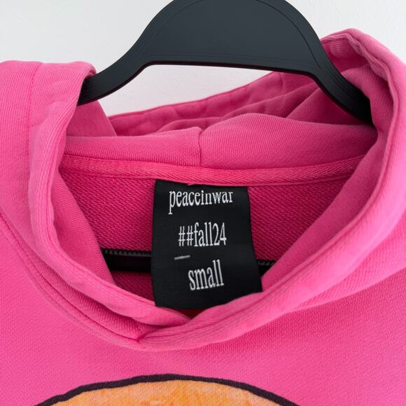 PeaceInWar Fall 24 Hoodie Size Small Pink Bleed Smiley Sweatshirt Streetwear - Picture 6 of 10
